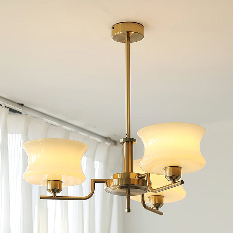 Cream Glass Chandelier - Mid-Century Elegance