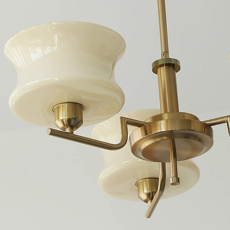 Cream Glass Chandelier - Mid-Century Elegance