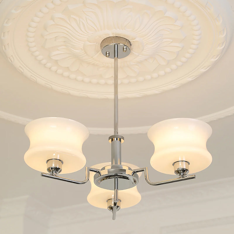 Cream Glass Chandelier - Mid-Century Elegance