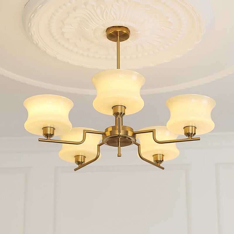 Cream Glass Chandelier - Mid-Century Elegance