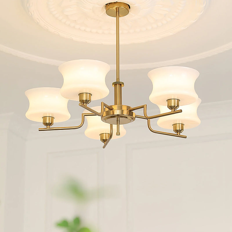 Cream Glass Chandelier - Mid-Century Elegance