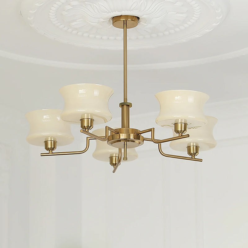 Cream Glass Chandelier - Mid-Century Elegance