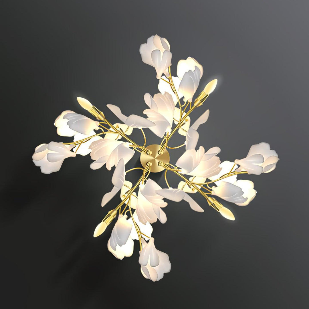 Elegant Floral Wall Lamp – Modern Gold & White