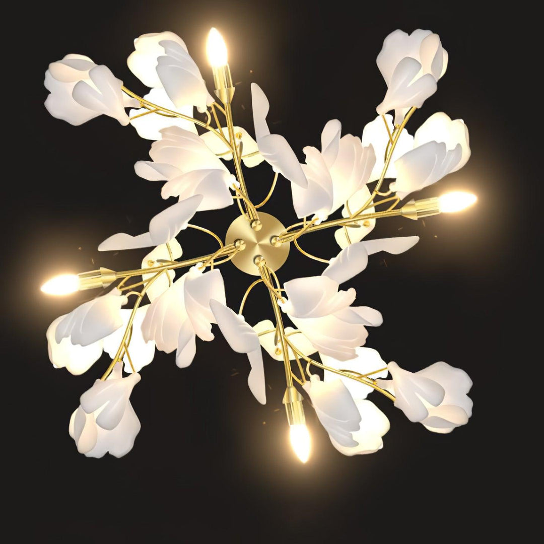 Elegant Floral Wall Lamp – Modern Gold & White