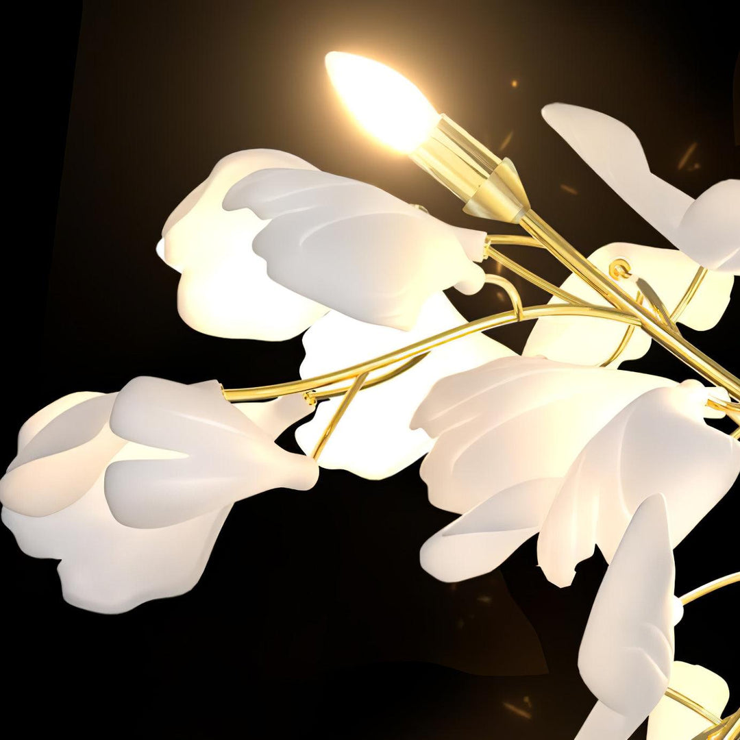Elegant Floral Wall Lamp – Modern Gold & White