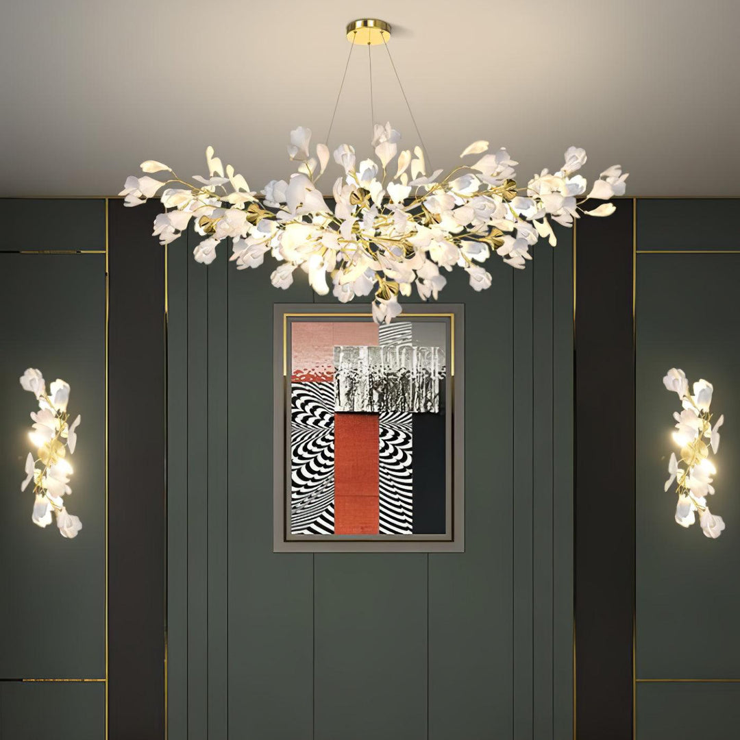 Elegant Floral Wall Lamp – Modern Gold & White