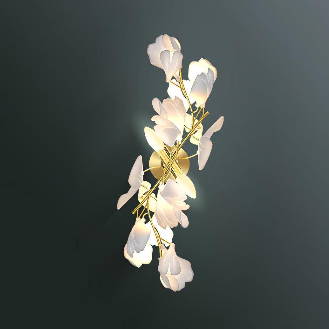 Elegant Floral Wall Lamp – Modern Gold & White