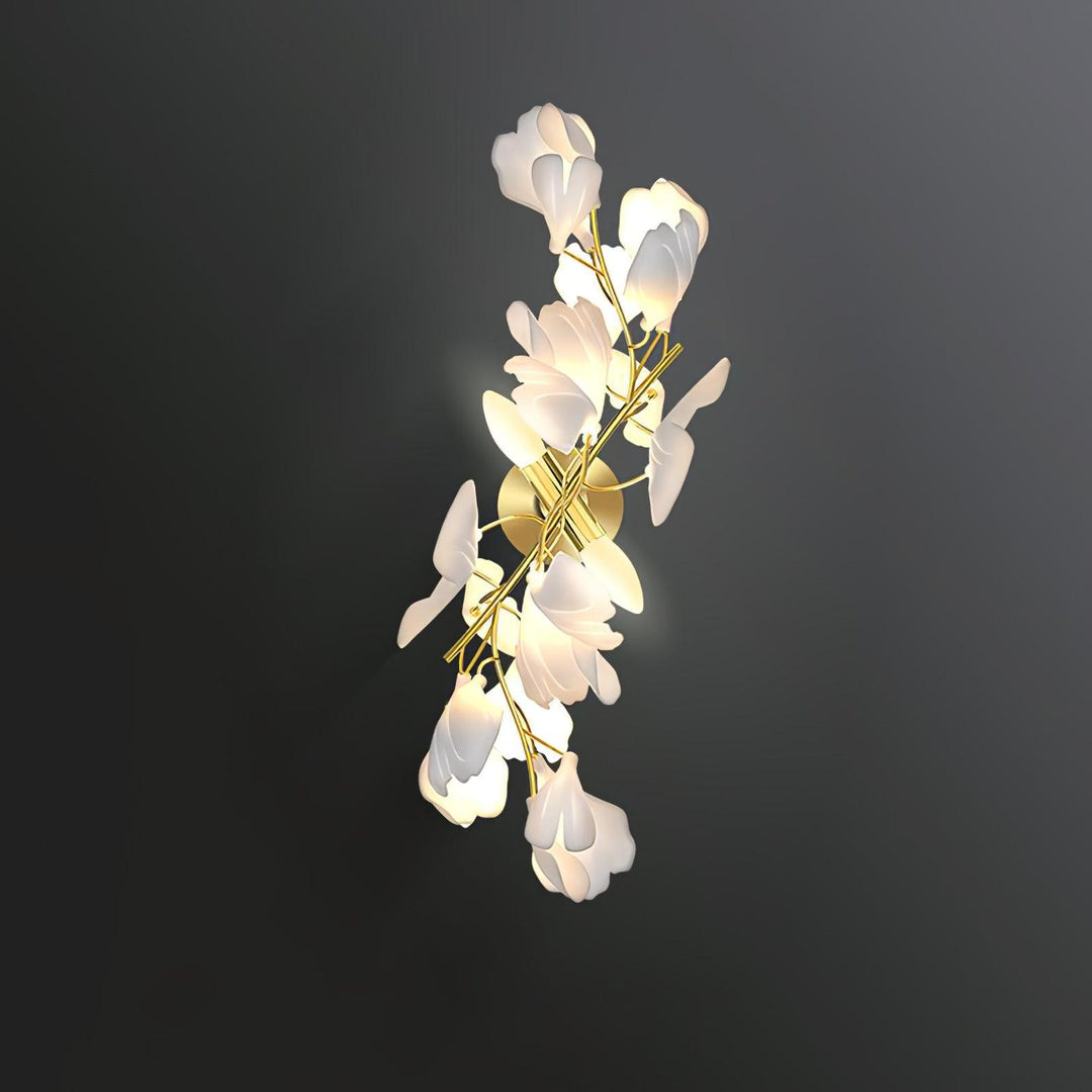 Elegant Floral Wall Lamp – Modern Gold & White