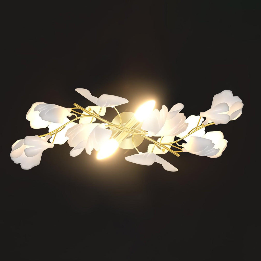 Elegant Floral Wall Lamp – Modern Gold & White