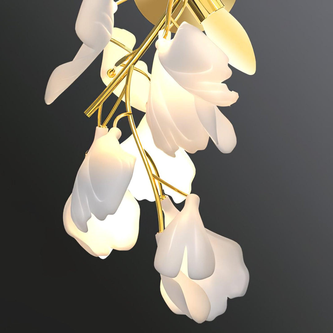 Elegant Floral Wall Lamp – Modern Gold & White