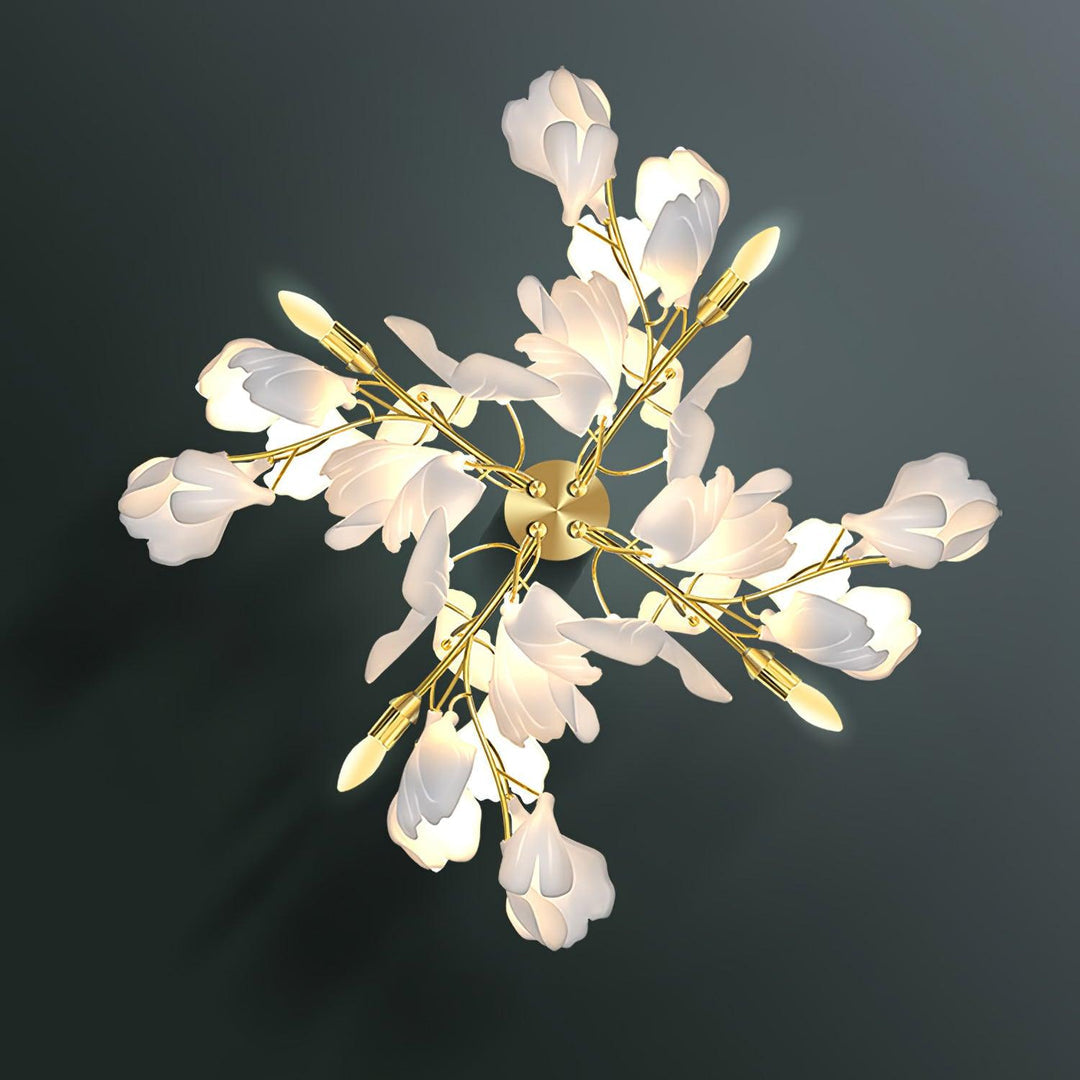 Elegant Floral Wall Lamp – Modern Gold & White