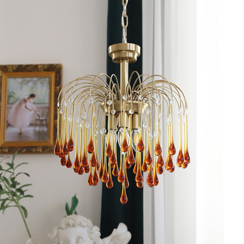 Art Deco Chandelier with Curved Droplet Accents