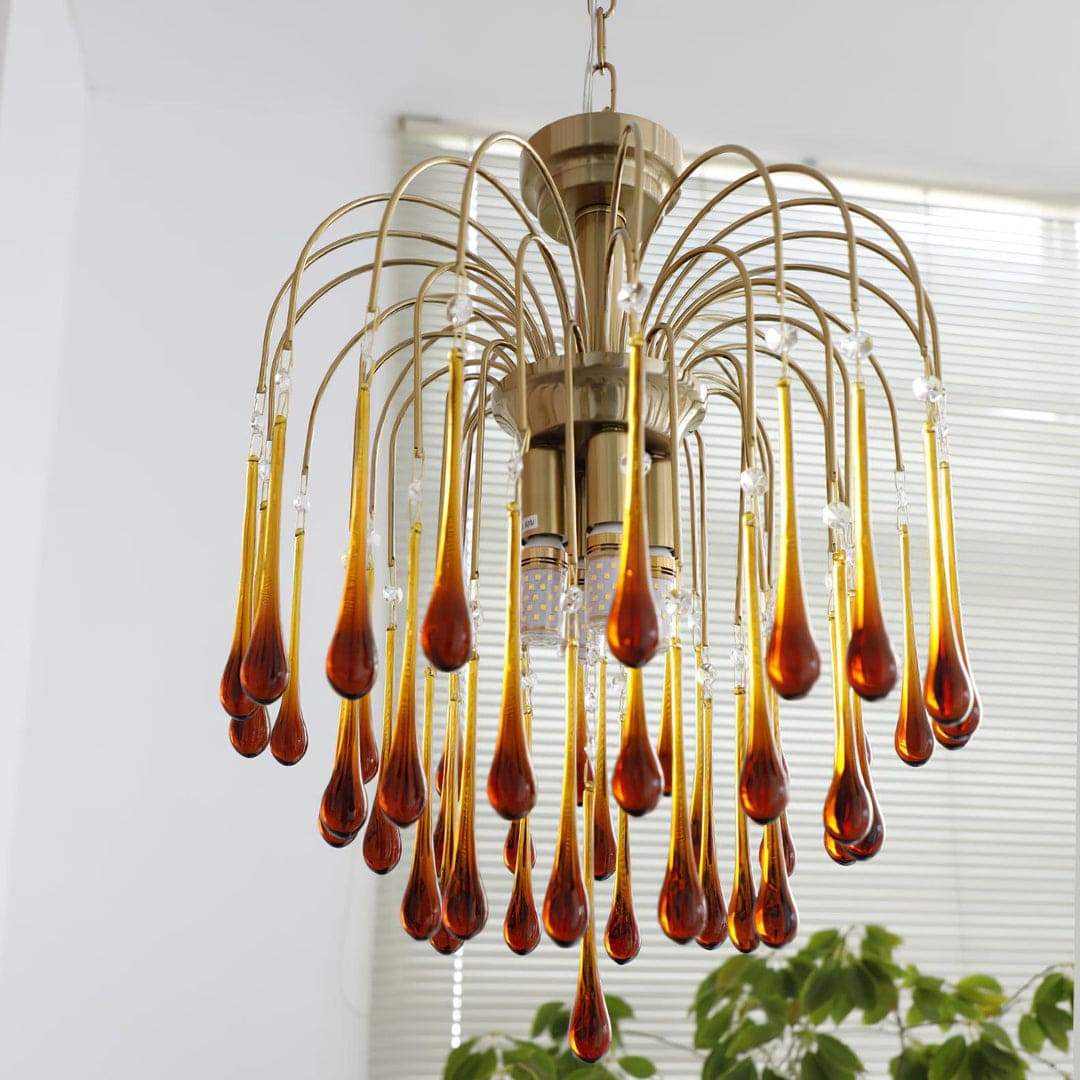 Art Deco Chandelier with Curved Droplet Accents