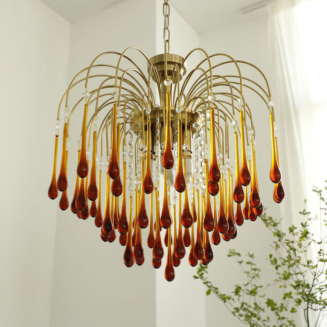 Art Deco Chandelier with Curved Droplet Accents