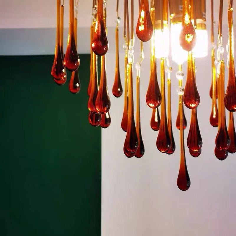 Art Deco Chandelier with Curved Droplet Accents