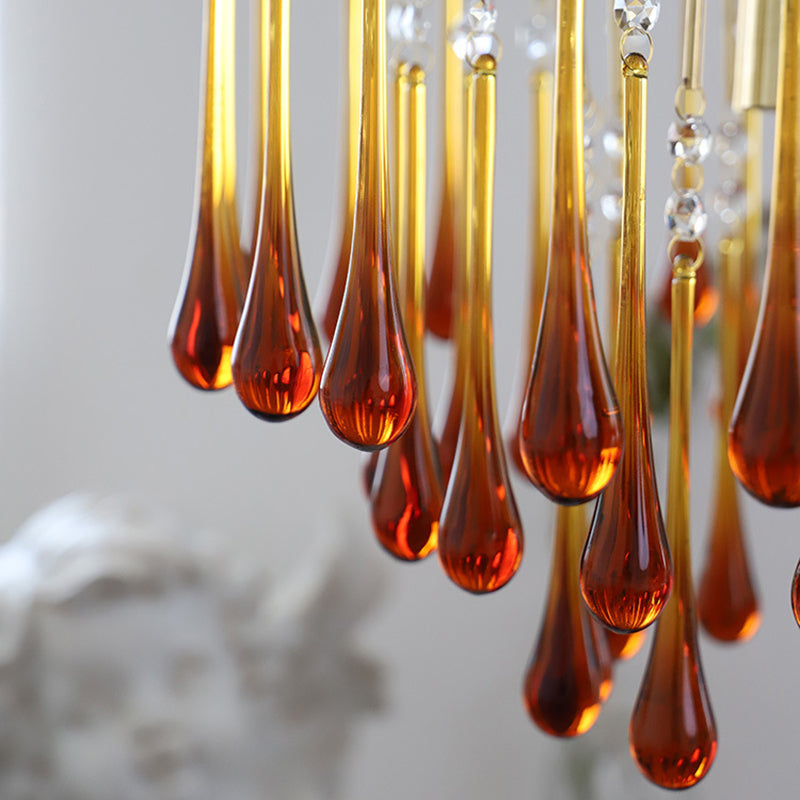Art Deco Chandelier with Curved Droplet Accents