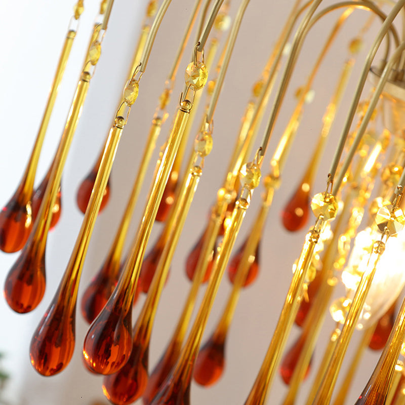 Art Deco Chandelier with Curved Droplet Accents