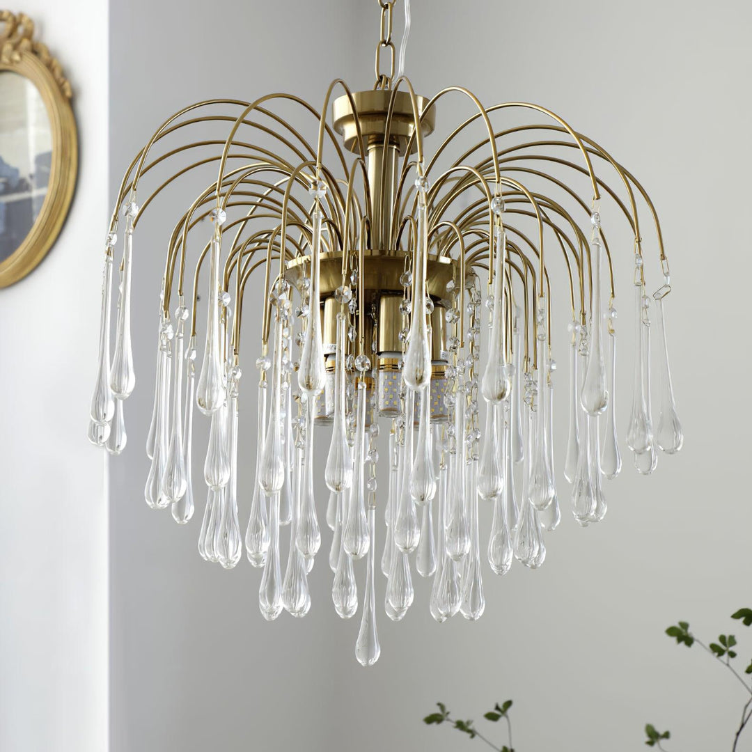 Art Deco Chandelier with Curved Droplet Accents