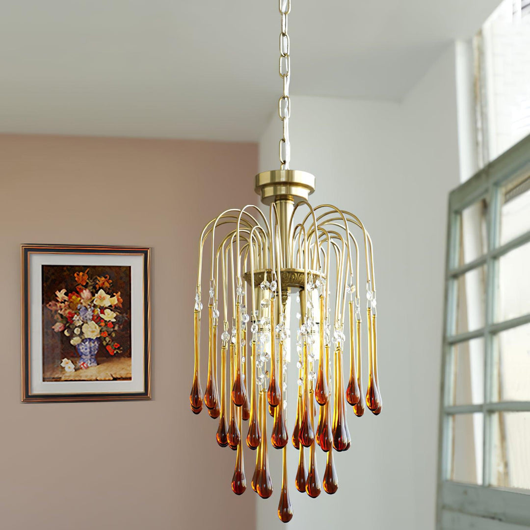Art Deco Chandelier with Curved Droplet Accents