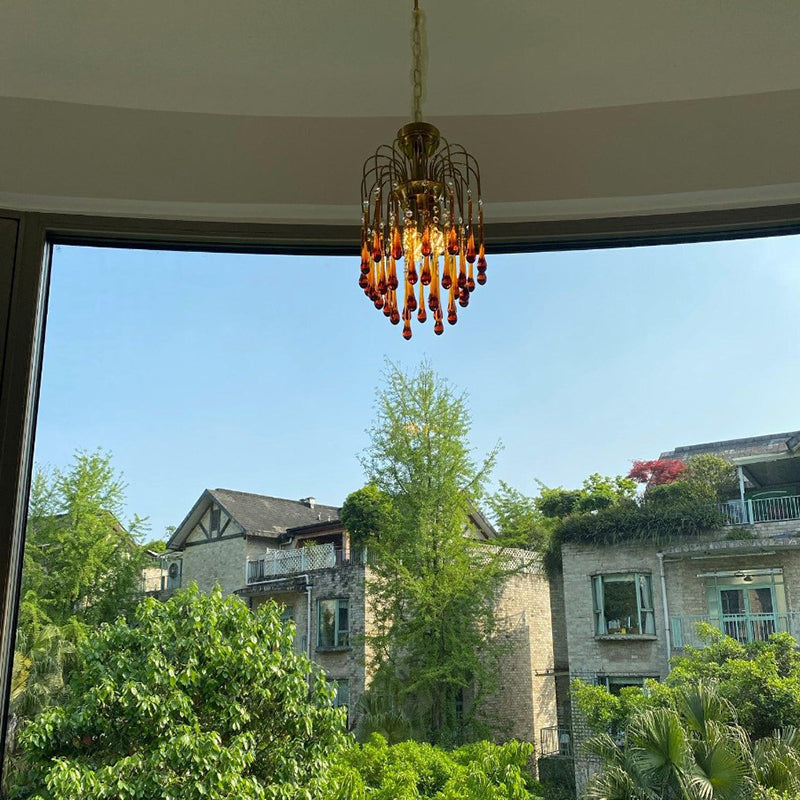 Art Deco Chandelier with Curved Droplet Accents