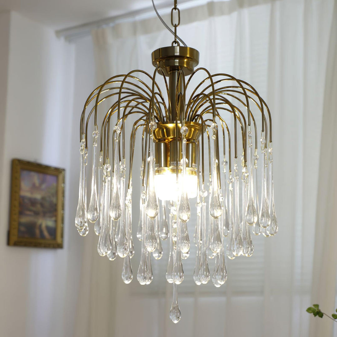 Art Deco Chandelier with Curved Droplet Accents
