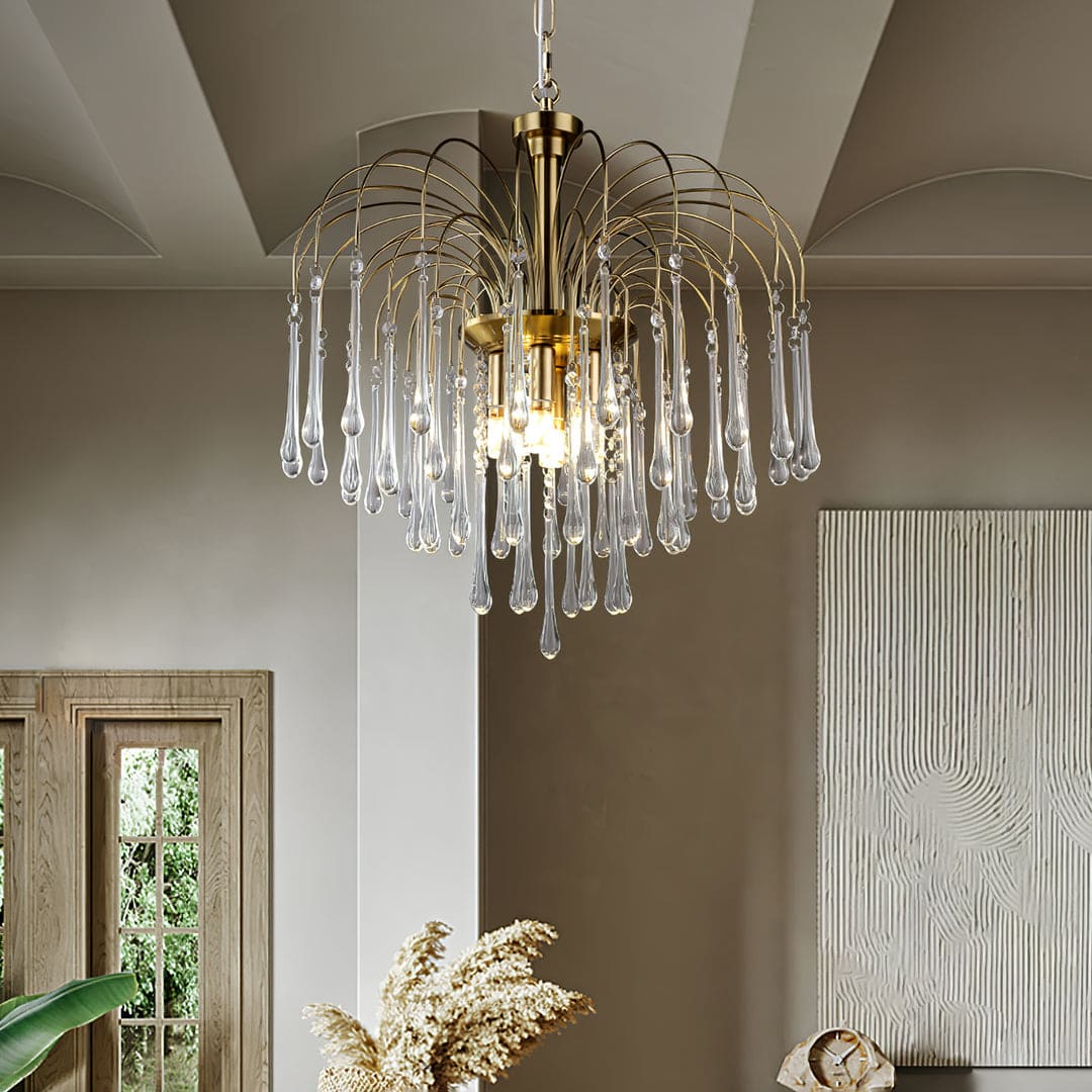 Art Deco Chandelier with Curved Droplet Accents