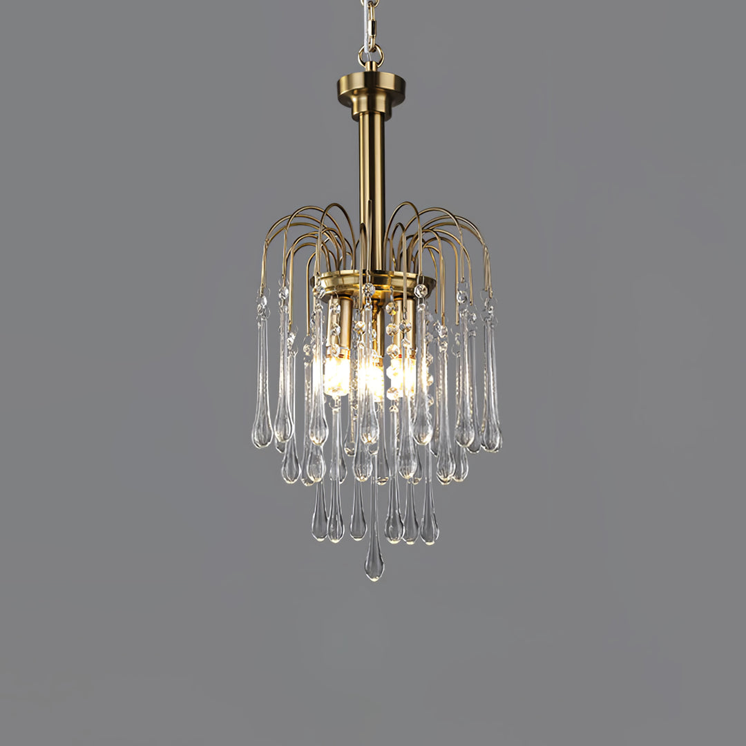 Art Deco Chandelier with Curved Droplet Accents