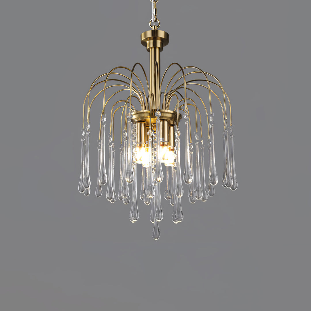 Art Deco Chandelier with Curved Droplet Accents