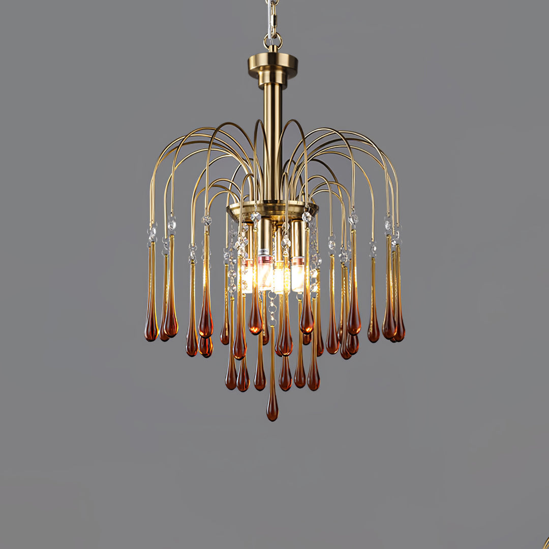 Art Deco Chandelier with Curved Droplet Accents