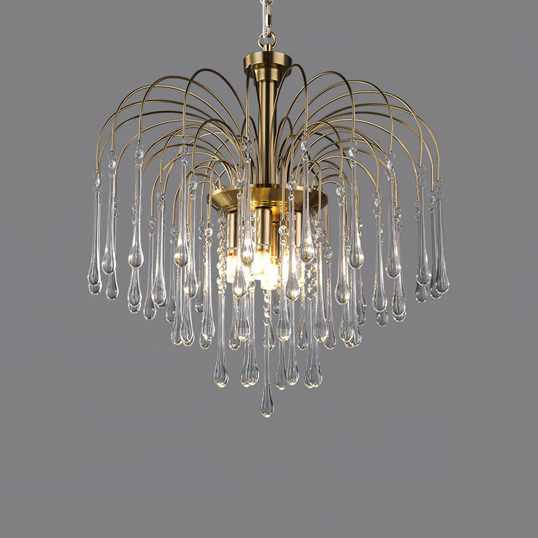 Art Deco Chandelier with Curved Droplet Accents