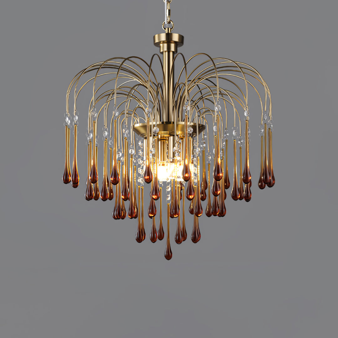 Art Deco Chandelier with Curved Droplet Accents