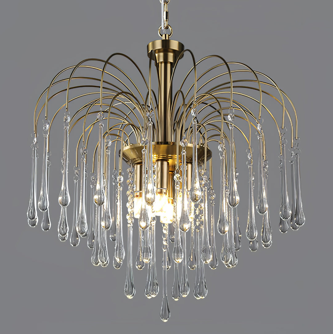 Art Deco Chandelier with Curved Droplet Accents