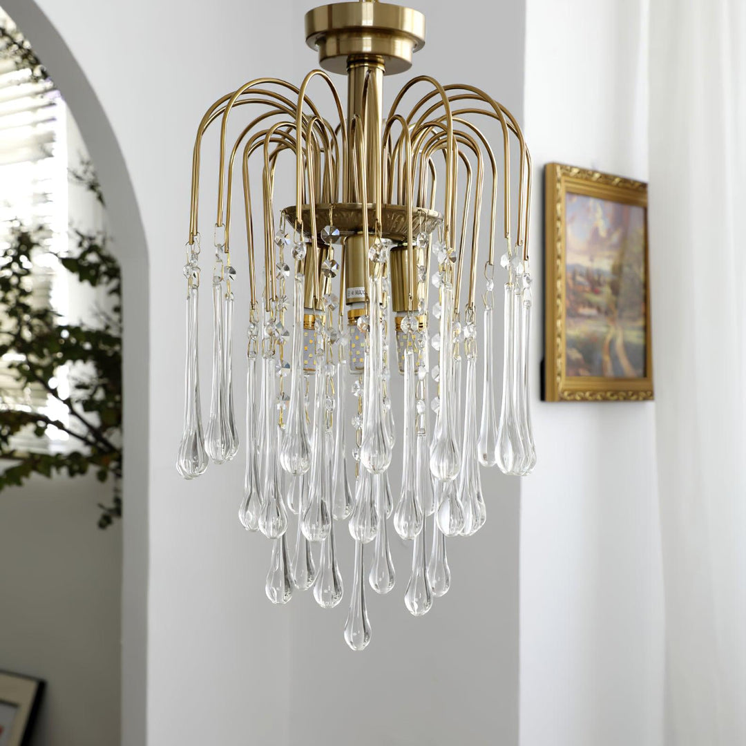 Art Deco Chandelier with Curved Droplet Accents