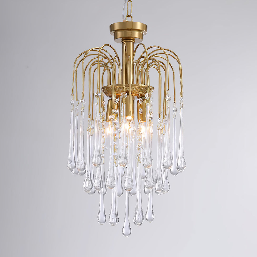 Art Deco Chandelier with Curved Droplet Accents