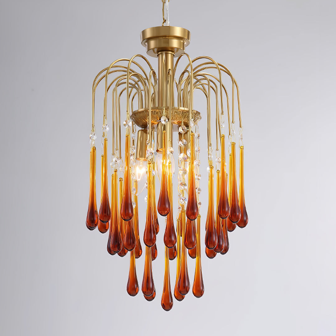 Art Deco Chandelier with Curved Droplet Accents