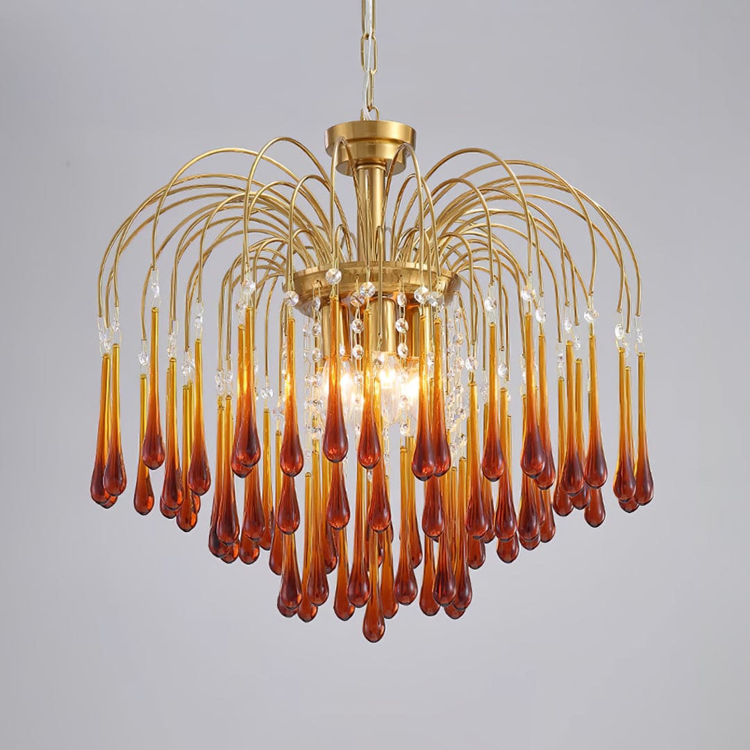 Art Deco Chandelier with Curved Droplet Accents