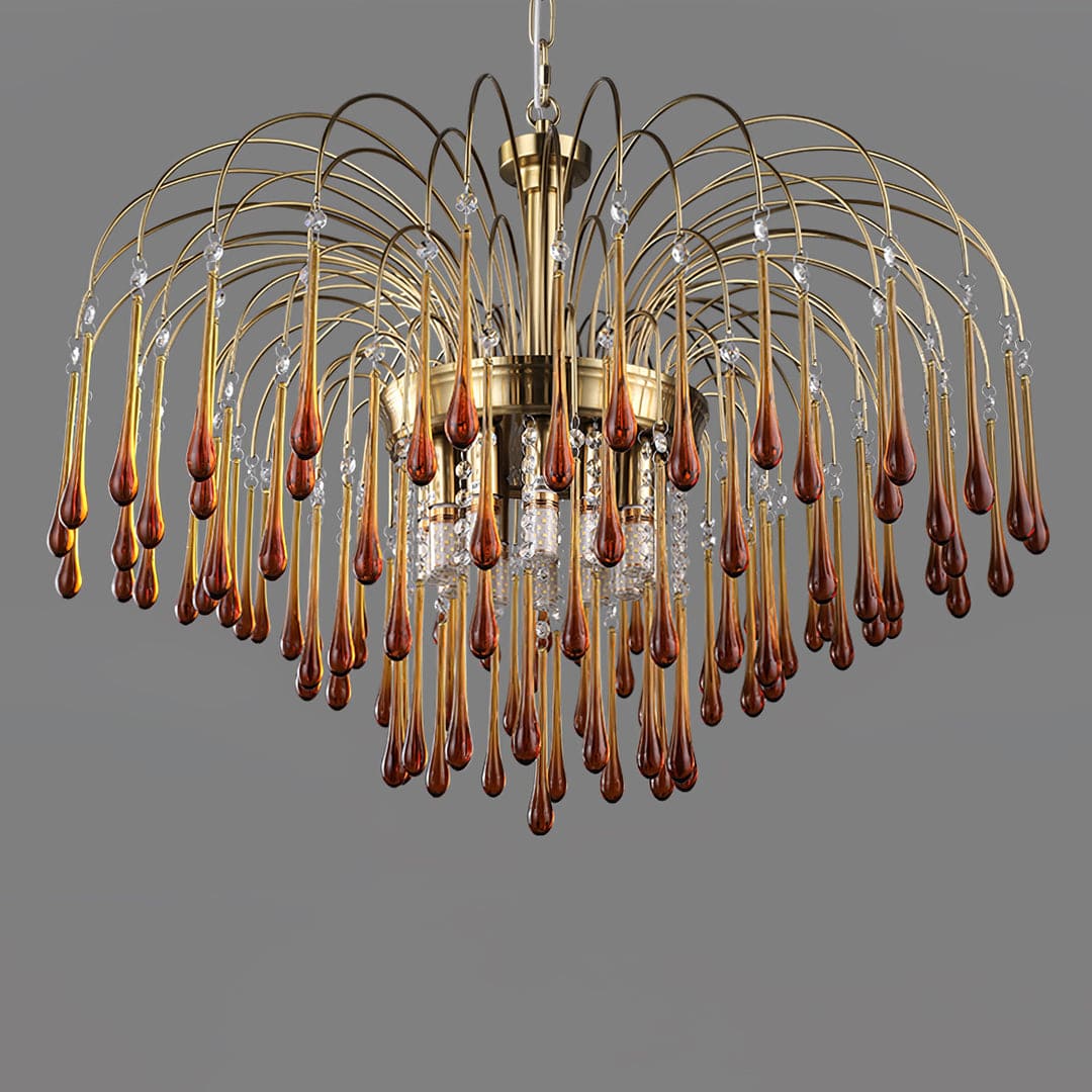 Art Deco Chandelier with Curved Droplet Accents