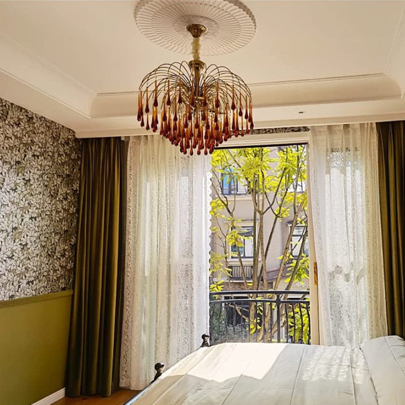 Art Deco Chandelier with Curved Droplet Accents
