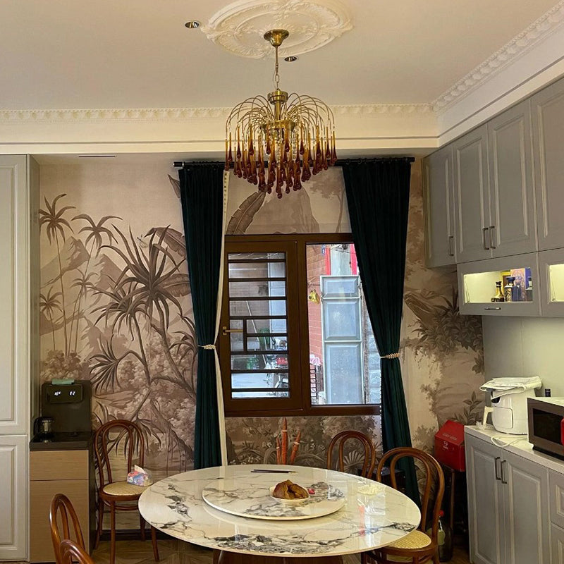 Art Deco Chandelier with Curved Droplet Accents
