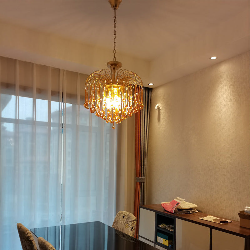 Art Deco Chandelier with Curved Droplet Accents