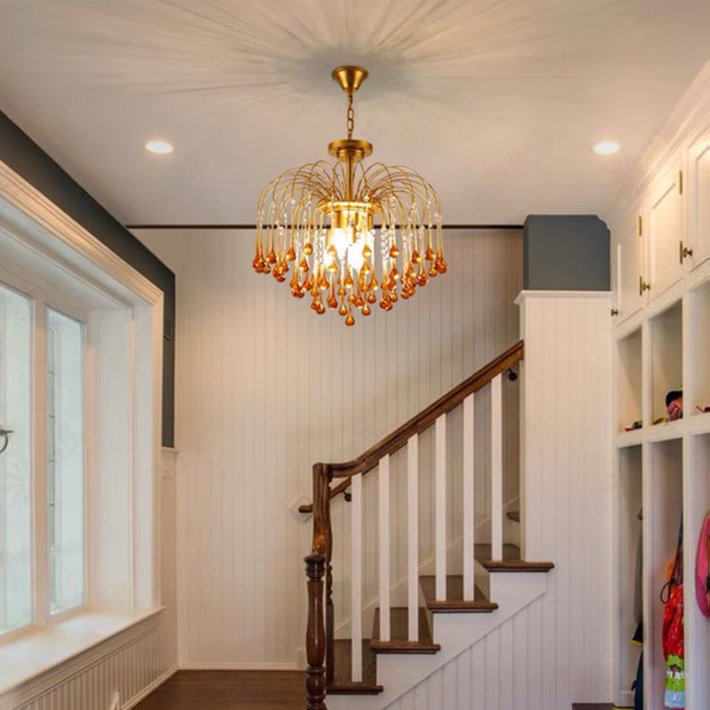 Art Deco Chandelier with Curved Droplet Accents
