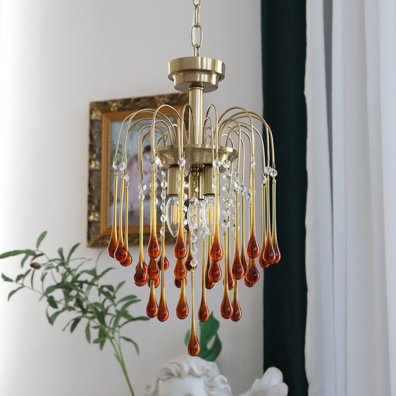 Art Deco Chandelier with Curved Droplet Accents