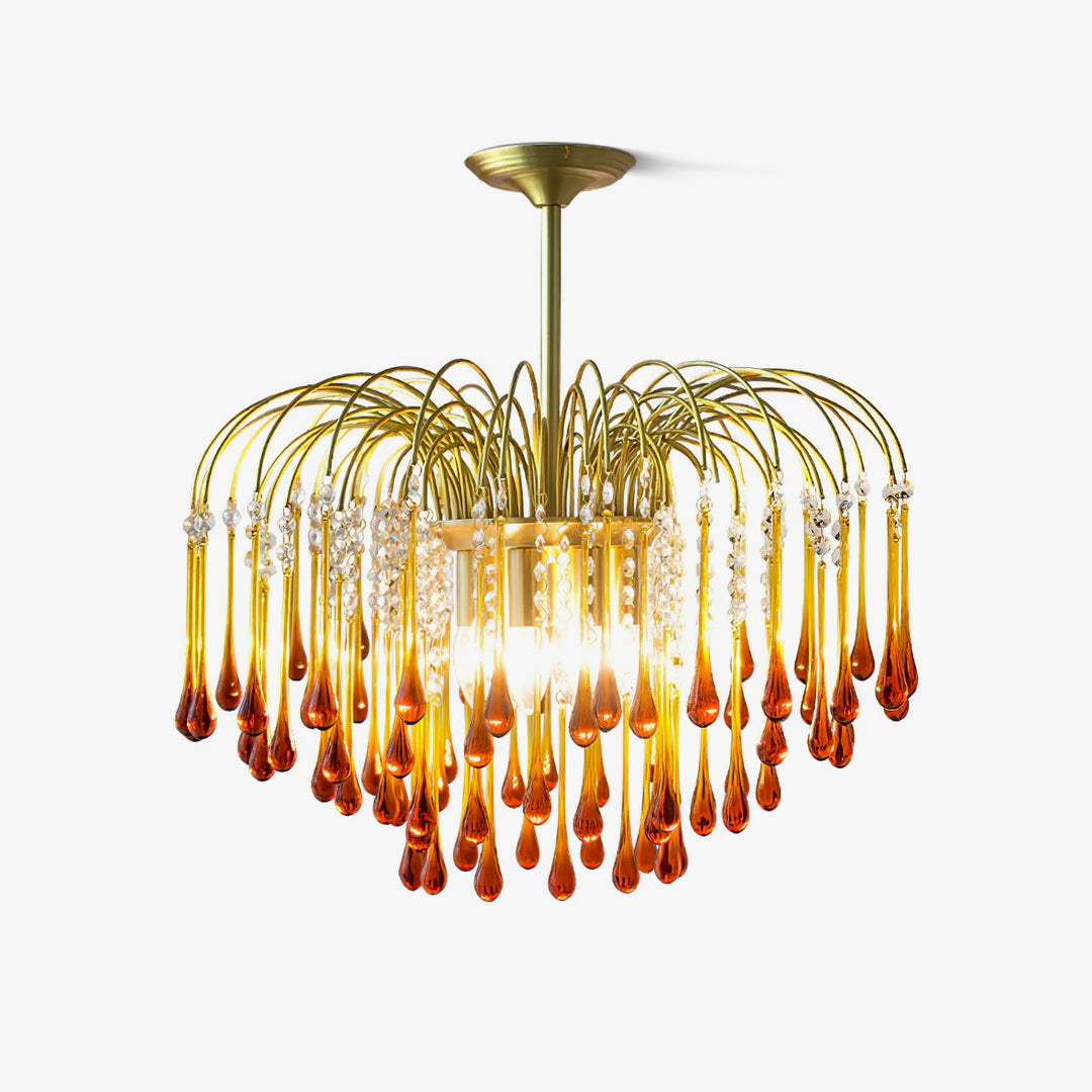 Art Deco Chandelier with Curved Droplet Accents