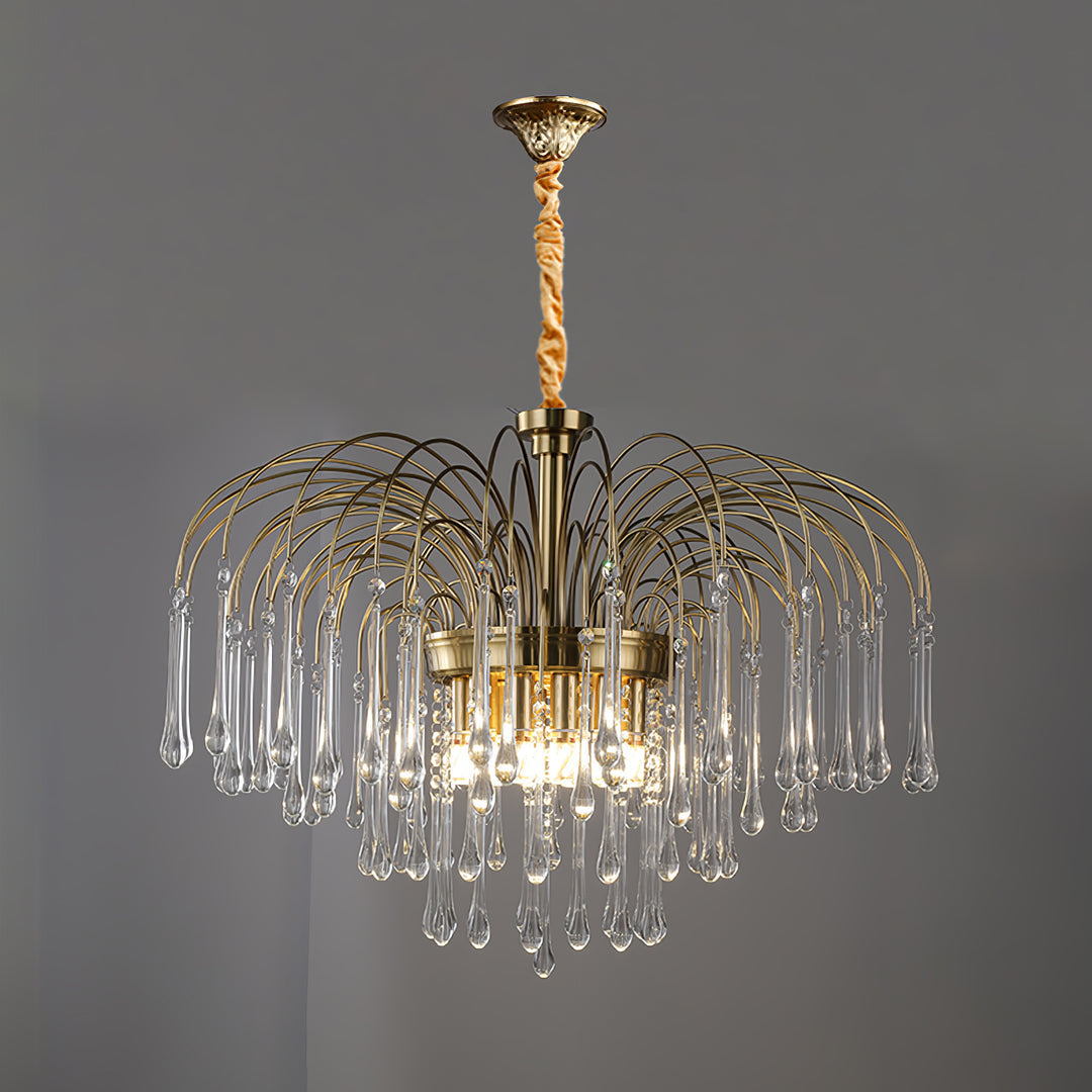Art Deco Chandelier with Curved Droplet Accents