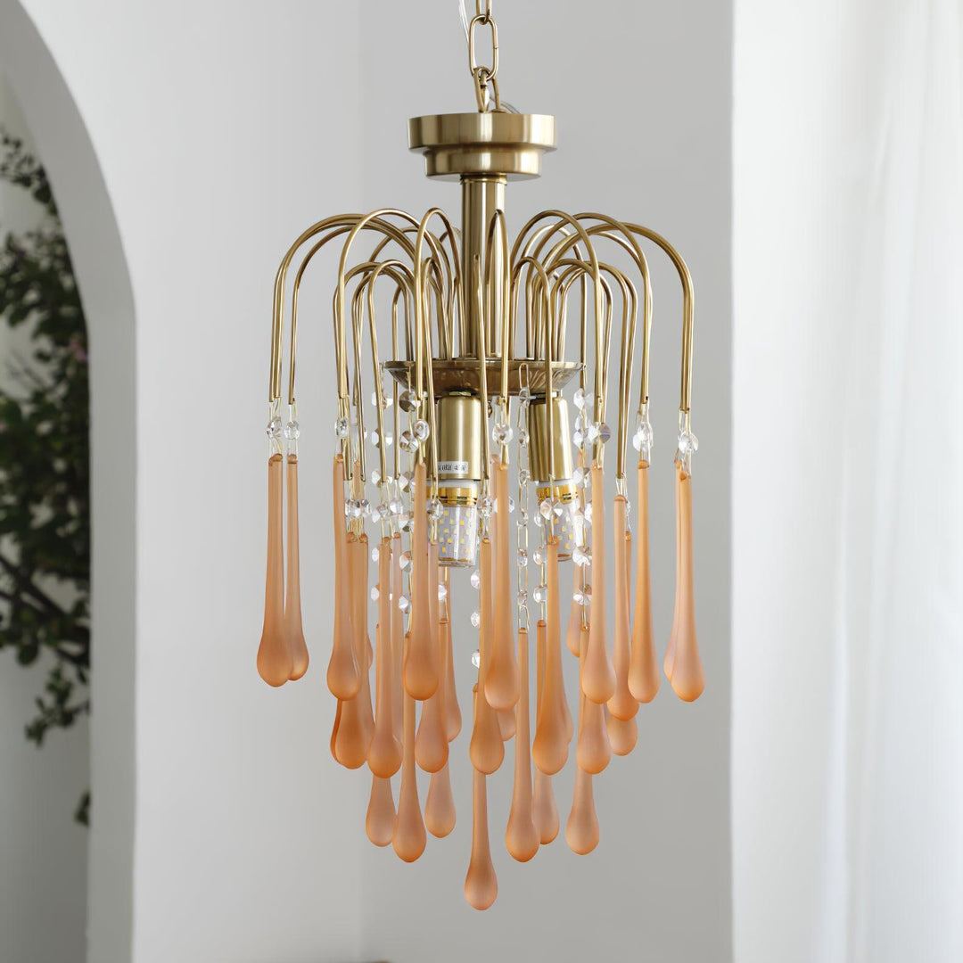 Art Deco Chandelier with Curved Droplet Accents
