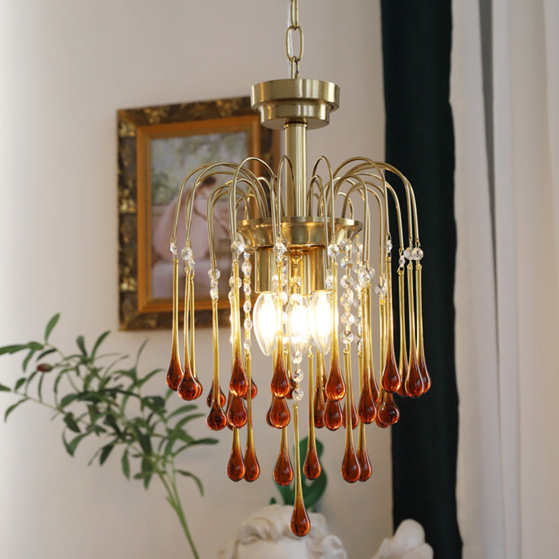 Art Deco Chandelier with Curved Droplet Accents