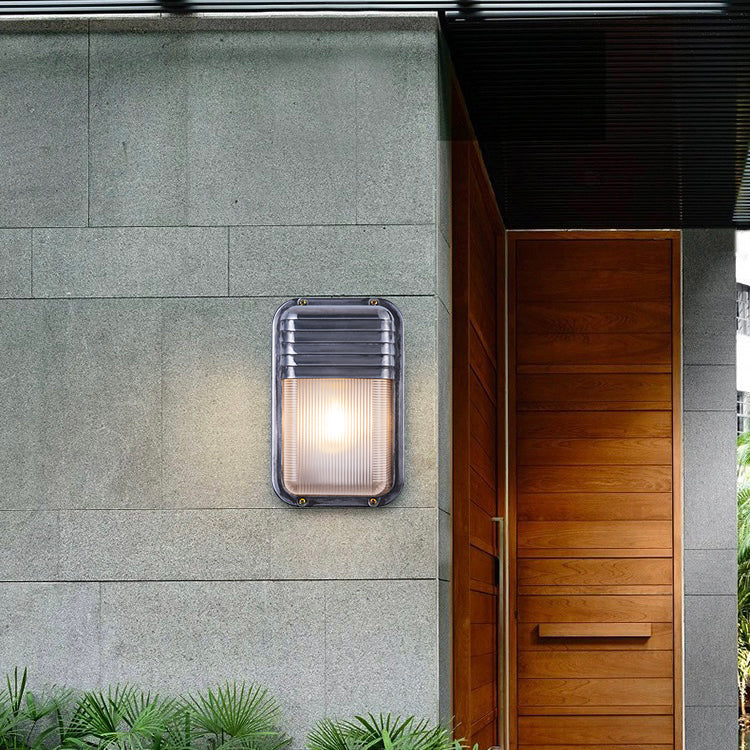 Modern Geometric Outdoor Wall Lamp – Waterproof Silver Finish