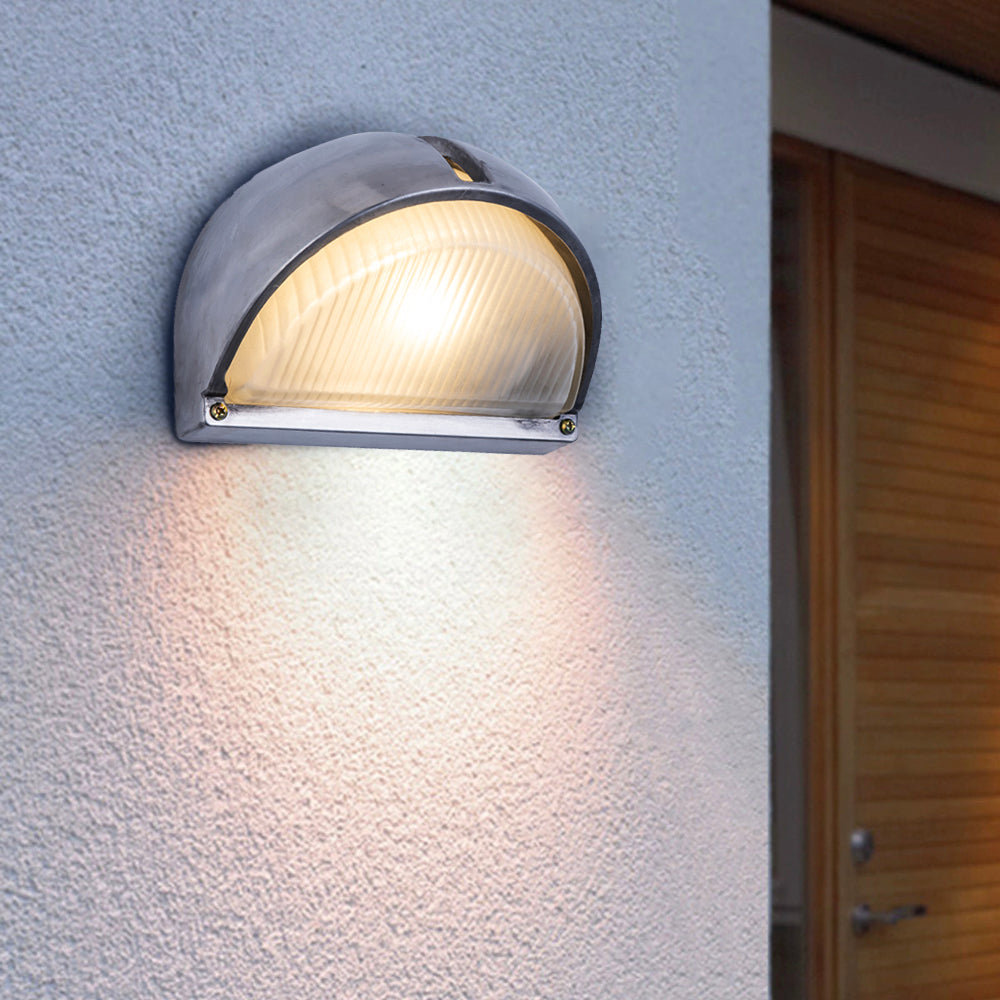 Modern Geometric Outdoor Wall Lamp – Waterproof Silver Finish
