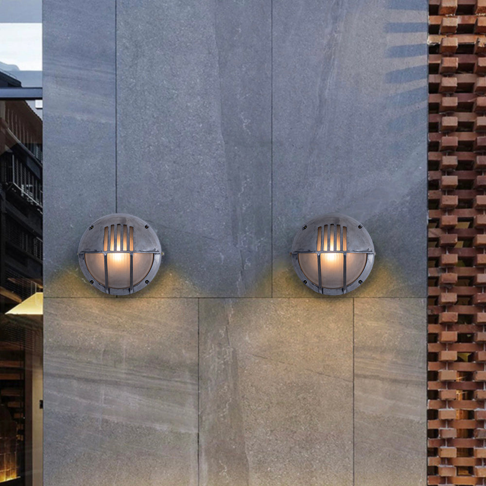 Modern Geometric Outdoor Wall Lamp – Waterproof Silver Finish