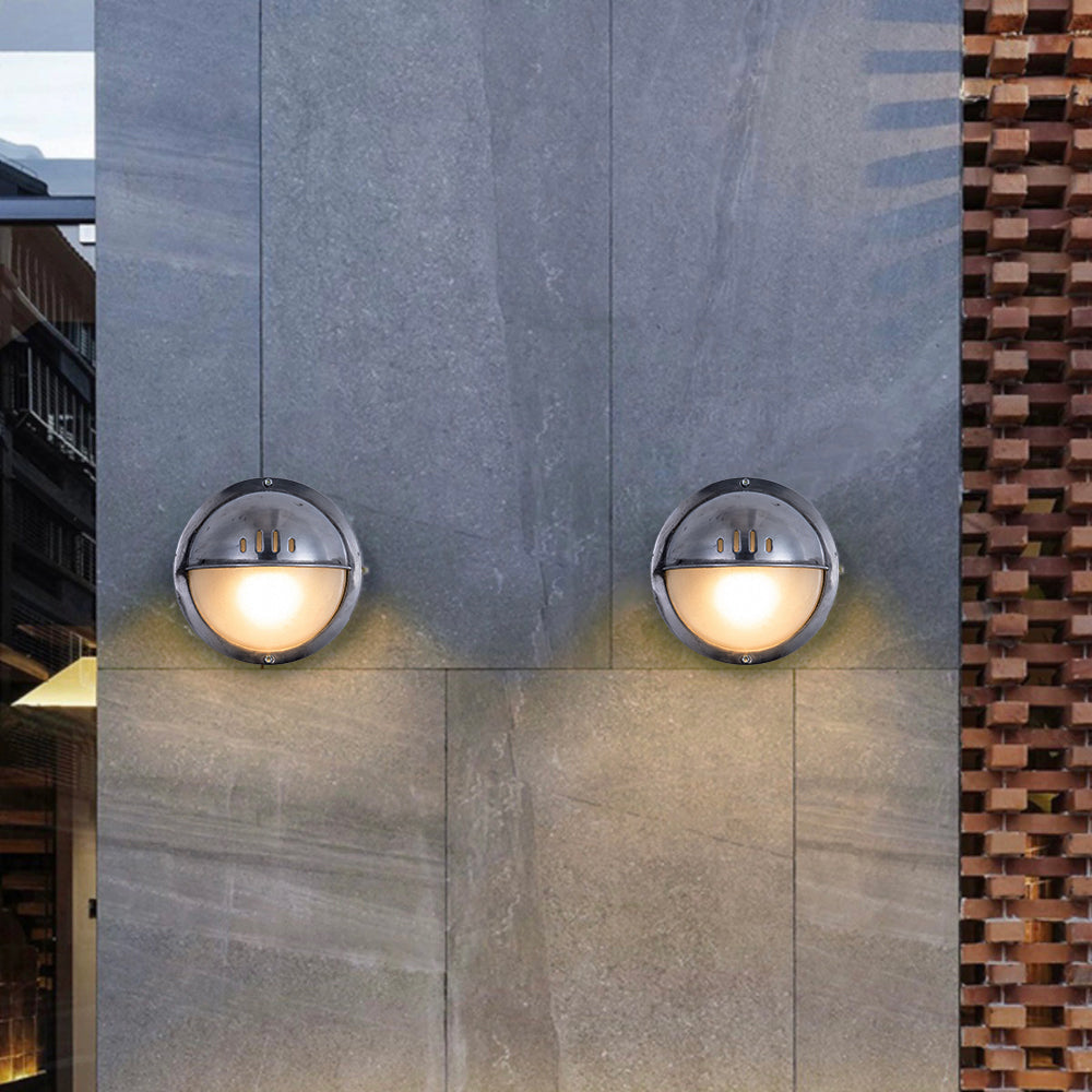 Modern Geometric Outdoor Wall Lamp – Waterproof Silver Finish